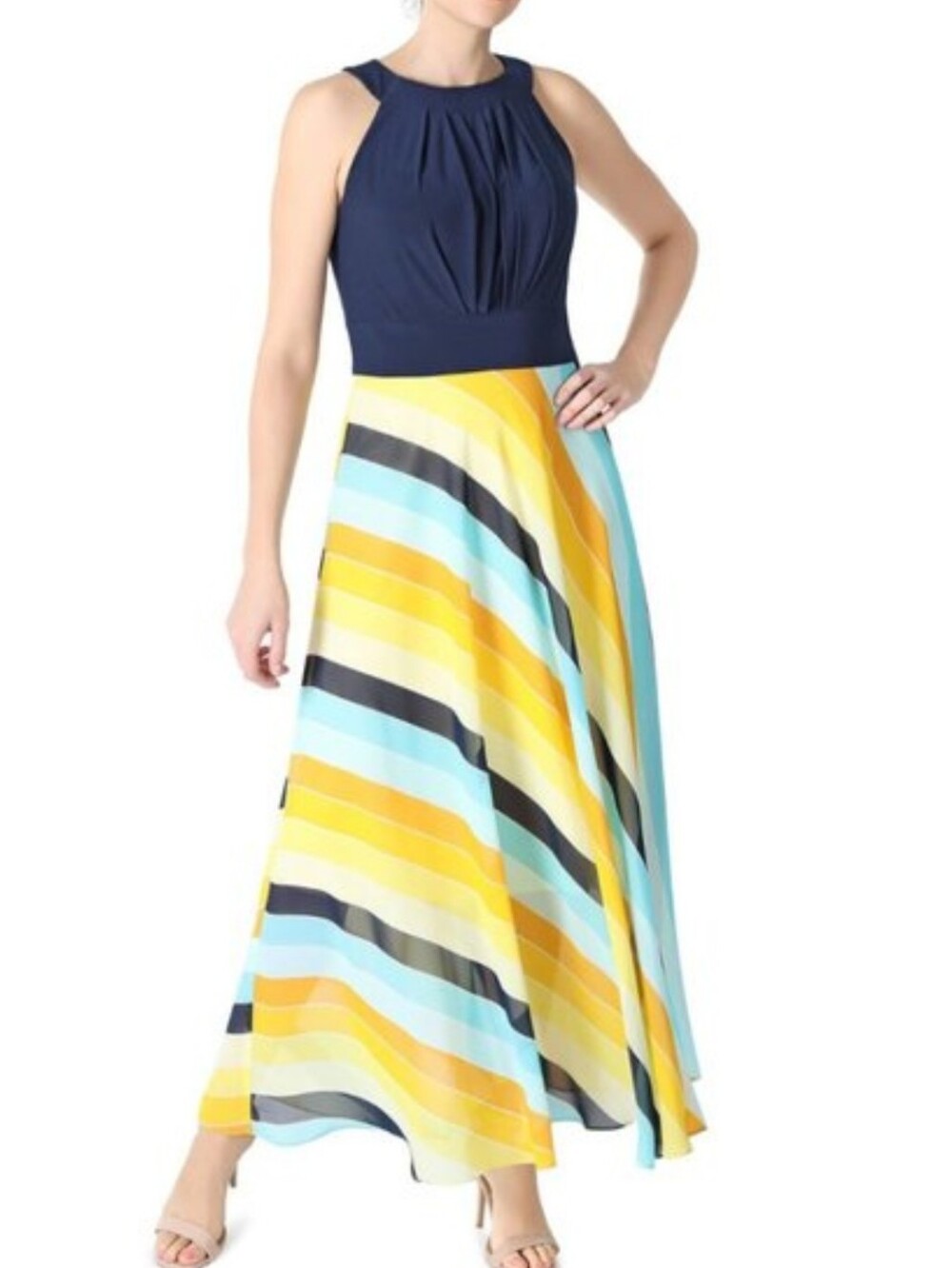 Studio One Multi-Stripe Sleeveless Maxi Dress
